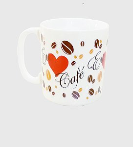 CANECA PORCELANA 300 ML REF 13 EU AMO CAFE