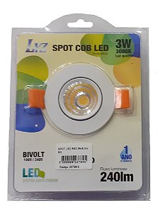SPOT LED REDONDO EMBUTIR 3W BRANCO QUENTE LYZ