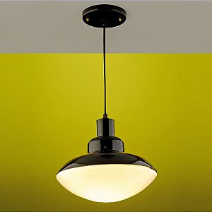 PENDENTE AÇO FOSFATIZADO 727 PRETO COM VIDRO