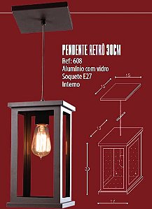 PENDENTE RETRO 30CM MARROM 608