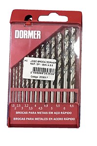 JOGO BROCA DORMER AÇO RÁPIDO 13P 1,5MM A 6,5MM