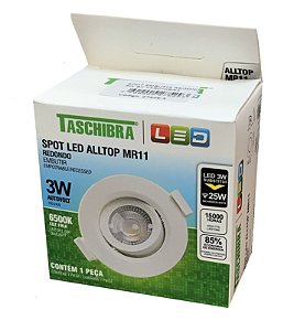 SPOT EMBUTIR REDONDO 3W BRANCA FRIA TASCHIBRA
