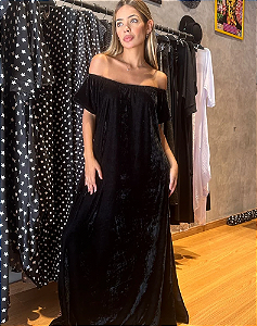 VESTIDO CIGANINHA VELUDO PRETO