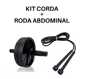 Roda Abdominal e Corda de Pular Musculação Exercícios Esporte Fitness