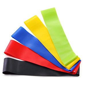 5 Mini band elastico de exercícios fitness (5 unidades) Academia Faixa elastica treino Kit