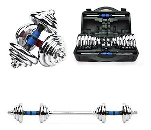 Maleta De Halteres Barra Anilhas Dumbbell Kit Completo até 20 KG