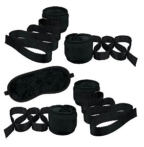 KIT BONDAGE COM ALGEMA TORNOZELEIRA E VENDA EM PELÚCIA