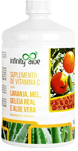 Suplemento de Vitamina C - Sabor Laranja, Mel, Geléia Real e Aloe Vera - 1 Litro Infinity Aloe