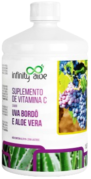 Suplemento de Vitamina C - Sabor Uva Bordô e Aloe Vera - 1 Litro Infinity Aloe