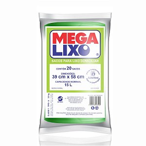 Saco Para Lixo Sustentável Mega Lixo 15 Litros Verde C/ 20 Unidades