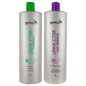 Kit Escova Progressiva Reconstrutora CTIM Liso Perfeito e Shampoo Antirresíduos CTIM Limpeza Profunda - Paiolla