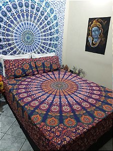 Jogo de Cama Manta Cortina Painel Mandala Tecido Colcha Indiana Casal Queen Decoração Boho Hippie Chic