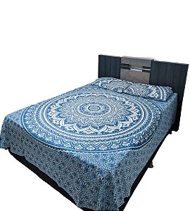 Jogo de Cama com Fronha Manta Mandala Colcha Indiana Casal Queen Boho Hippie Chic
