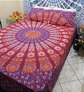 Jogo de Cama Manta Mandala Tecido Colcha Indiana Casal Queen  Boho Hippie Chic