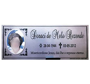 Placa Póstuma 28x12 cm com Foto Porcelana