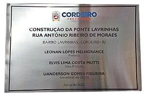 PLACA DE INAUGURAÇÃO 30 X 50CM (Aço Inox - Textos - Logomarcas - Brasões Coloridos)