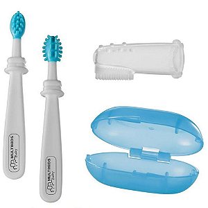 Kit Higiene Oral Infantil 3 Estágios Multikids Baby Azul