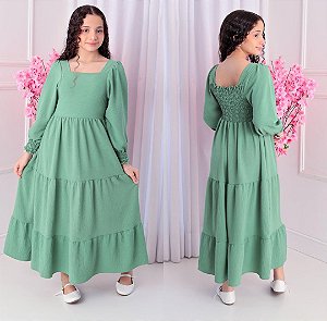 Vestido longo juvenil verde claro