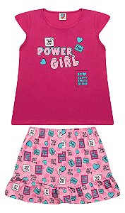 Conjunto juvenil Feminino Tamanho 10, 12, 14  POWER Menina