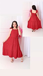 Vestido Longo Vermelho Feminino Pipoca