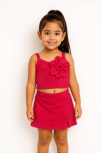 Conjunto Flor Regata Canelado Menina