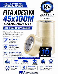 10 Fitas Adesiva 100 Metros Para Fechar Caixa (transparente)
