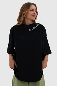 Camiseta Baw Oversized Cursive - Black