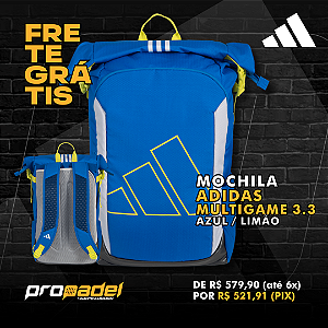 MOCHILA ADIDAS MULTIGAME 3.3 AZUL E LIMÃO