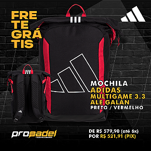 MOCHILA ADIDAS MULTIGAME 3.3 ALE GALÁN PRETO E VERMELHO