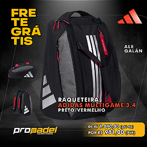RAQUETEIRA ADIDAS MULTIGAME 3.4 ALE GALÁN - PRETO E VERMELHO