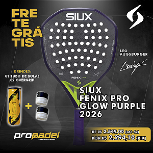 RAQUETE DE PADEL SIUX FENIX PRO GLOW PURPLE 2026 LEO AUGSBURGER