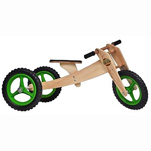 Triciclo de madeira Wood Bike 3 em 1 (Verde) - Camara