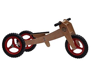 Triciclo de madeira Wood Bike 3 em 1 (Vermelha) - Camara