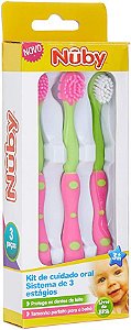 Kit de cuidado oral 3 estágios Rosa - Nuby