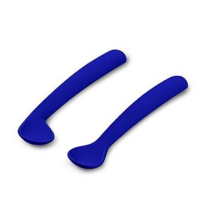 Kit Duas Colheres de Silicone First Bites Azul - Multikids