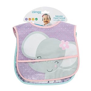 Kit de Babador Impermeável Elefante e Gato (2 unid) - Clingo