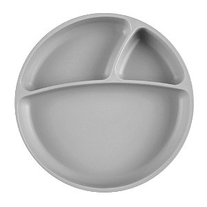 Prato de Silicone Porção com Sucção Cinza Powder Grey - Minikoioi
