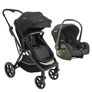 Carrinho Nomad Travel System Preto com Bebê Conforto - Kiddo