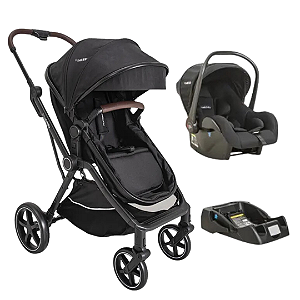 Trio Carrinho Nomad Travel System Bebê conforto + Base (Preto) - Kiddo