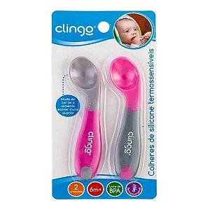 Colheres de Silicone Termosensivel Colors Rosa 2 Unid - Clingo