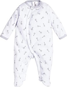 Macacão Branco com Cinza Algodão Egípcio - Sophie La Girafe