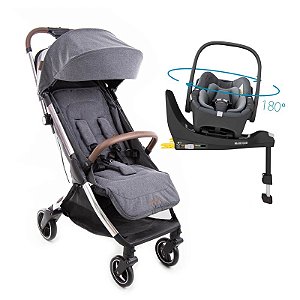 Carrinho Eva Luxe Travel System com Bebê Conforto Pebble Twillic Grey- Maxi Cosi