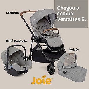 Trio Carrinho Versatrax E + Moisés + Bebê Conforto Gray Flannel - Joie