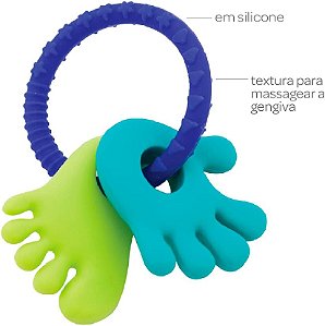 Mordedor Infantil Mãozinha e Pezinho Azul e Verde - Buba