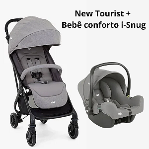 Kit Carrinho New Tourist Cinza e Bebê Conforto i-Snug Cinza Pebble - Joie