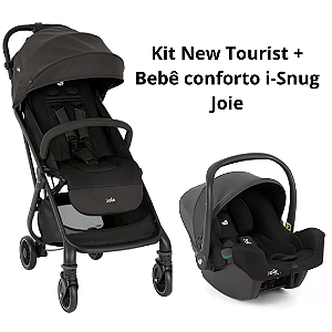 Kit Carrinho New Tourist Preto e Bebê Conforto i-Snug Preto Shale - Joie