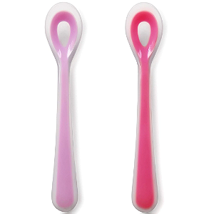 Kit com 2 Colheres de Silicone Rosa - Kababy