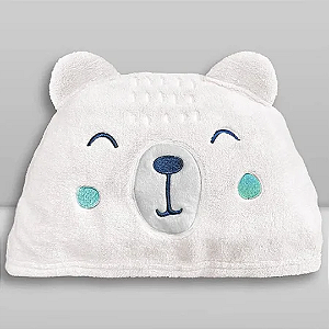 Toalha de Banho com Capuz  Urso Branco - Laço Bebê Urso