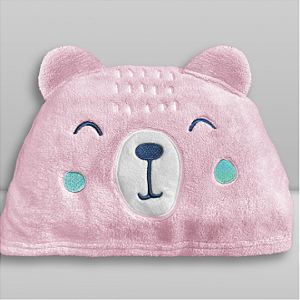 Toalha de Banho com Capuz Urso Rosa - Laço Bebê Urso