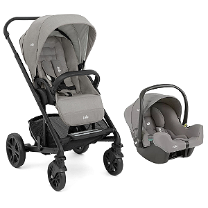 Kit Travel system Carrinho Chrome Cinza Pebble + Bebê conforto iSnug- Joie